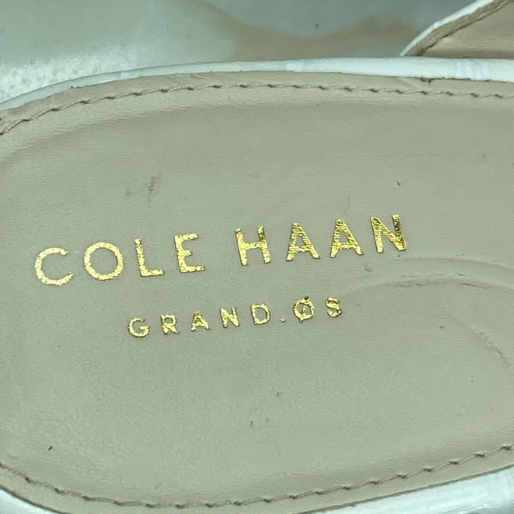 Cole Haan Grand.OS Croc Embossed Leather Pointed Toe Mules Womens 9 Ivory Flats - Picture 3 of 4